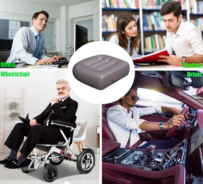 Adult Booster Seat Cushion/Car Seat Cushions for ShortPeople/Effectively Increase The Field of View by 12cm/4.7in,Back Fatigue Relief Adult Booster Chair Cushion Angle Lift Big Seat Cushion/Grey