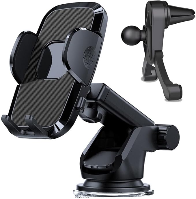 Universal Car Phone Holder[Strongest adsorption] Upgraded Version 3 in 1, car Dashboard air Vents Windshield Phone Holder for iPhone Android Samsung, Google and All Other Smartphones