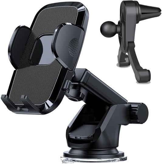 Universal Car Phone Holder[Strongest adsorption] Upgraded Version 3 in 1, car Dashboard air Vents Windshield Phone Holder for iPhone Android Samsung, Google and All Other Smartphones