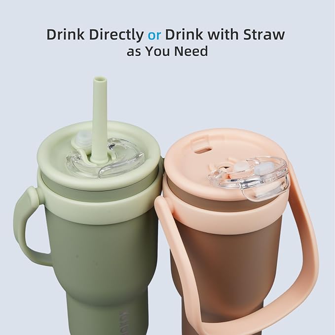 BJPKPK 30 OZ Insulated Travel Tumbler with Handle and Straw, Stainless Steel Water Bottle, Double Wall Vacuum Insulated Mug, for Work, Car, Travel, Coffee
