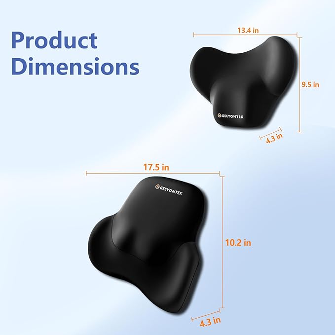 Car Lumbar Support Pillow and Neck Pillow kit for Back & Neck Pain Relief Ergonomic Memory Foam Car Seat Headrest & Lumbar Cushion with Adjustable Strap for Driving Seat/Office Chair Black