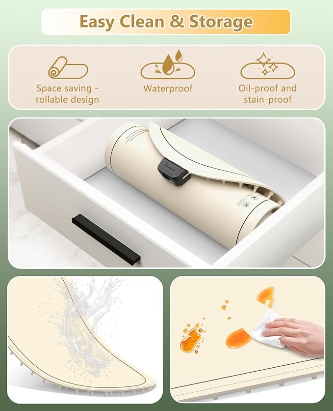 Warming Mat for Food Extra Large,Temperature Adjustable Food Warmers for Parties Buffet with Timer,Silicone Food warming trays with Heat Proof Base,Roll Up Food Heating Mat for Home & Travel(Beige)