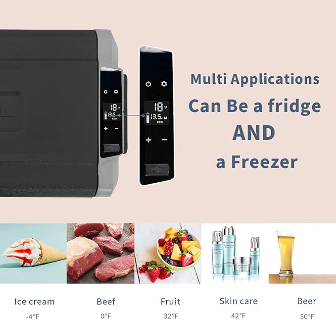 Alpicool LGT60 Dual Temperature Control 12 Volt Refrigerator 63 Quart Portable Car Fridge Freezer (-4°F~68°F) for Truck, RV, Boat, Camping and Travel