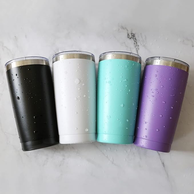 12Pack 20oz Tumbler Vacuum Insulated Travel Mug with Lids, Stainless Steel Double Wall Bulk Cup for Home, Office, Outdoor Suitable for Vehicle Cup Holders （Black）