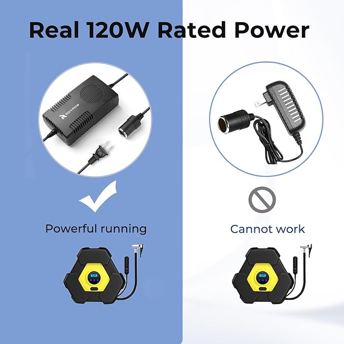 RoyPow AC to DC Converter, 120W (Max 150W) 120V/110V to 12V/10A Cigarette Lighter Socket AC/DC Adapter, 120V/110V to 12V Converter, Power Supply for Inflator, Car Refrigerator, Car Vacuum Cleaner