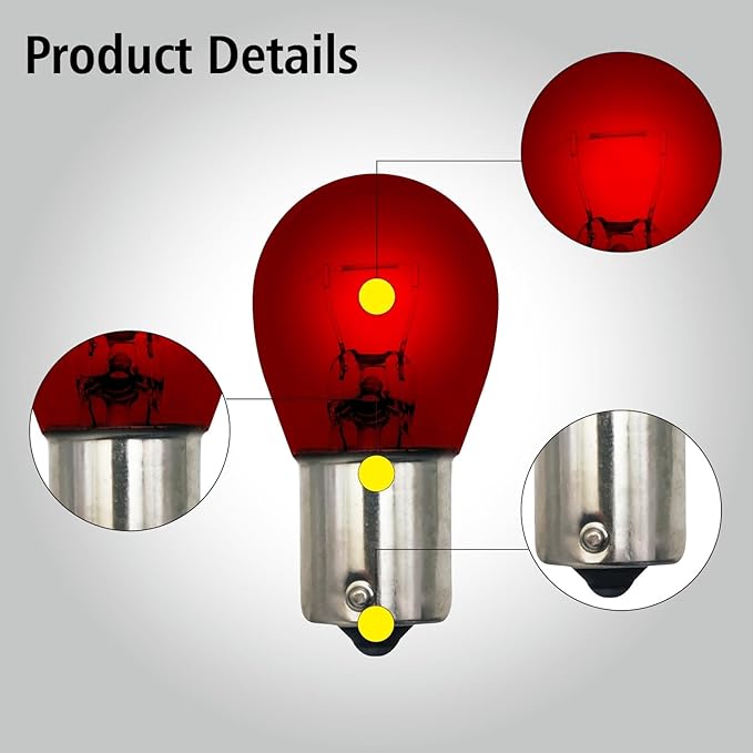 1156 Red Light Bulbs 10 Pack,S25 P21W Automotive Brake Light Turn 1156 7506 Miniature Bulb Taillight Turn Signal Light,Replacement for Cars,Trucks,SUVs