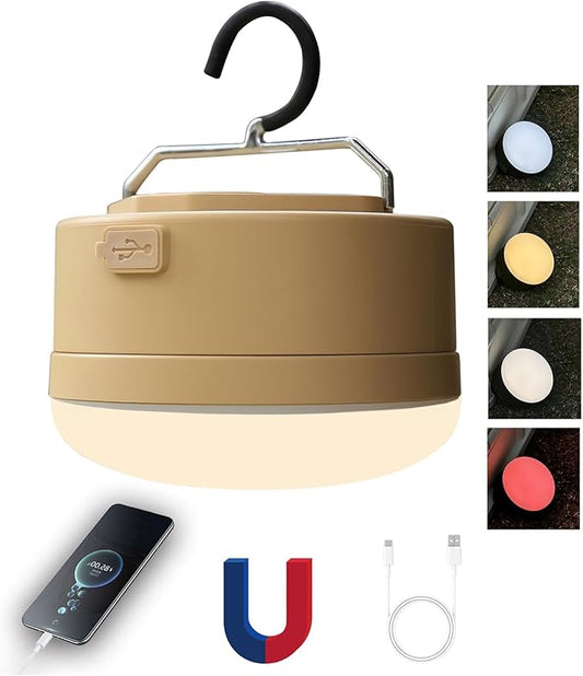 Bright 1000LM Rechargeable LED Camping Light, 4 Modes, Tent Light with Magnetic Base, Red Light Camping Lantern, Portable Flashlight, Power Outage Light