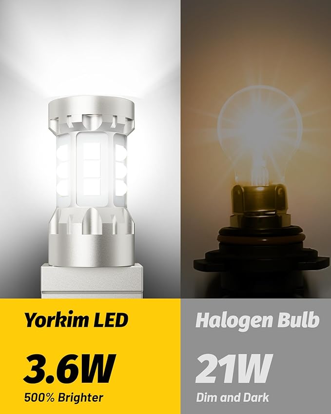 Yorkim 3157 LED Bulb White, 500% Super Bright, 3056 3156 3156A 3057 4057 3157 4157 T25 LED Bulbs for DRL, Reverse Light, Brake Light, Parking Lights with Constant Current Drive - Pack of 2