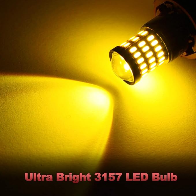 Yorkim 3157 LED Bulb Amber, Turn Signal Bulb Yellow, Bright 3156 3457A 4057 4157 LED Light for Front Rear Turn Signal Light Blinker DRL Marker Parking Lights, Pack of 2