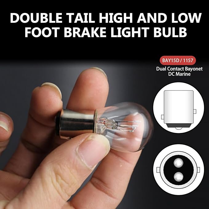10PCS 1157 Light Bulb, Double Tail High and Low Brake Light Bulb, P21/5W S25 2057 2357 7528 BAY15D Bulbs, Universal Halogen Turn Signal Parking Lights(White)