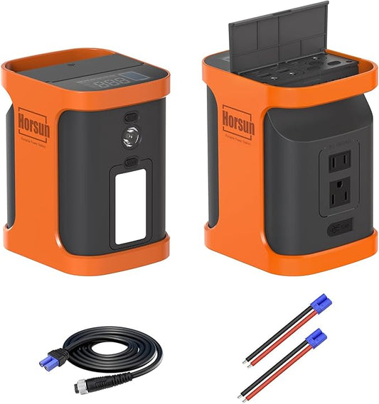 Portable Outdoor Power Station 150Wh Power Bank with Car Battery Jump Starter, AC Max 150W, 12V DC, USB-A, Type-C PD, LED Flashlight, SOS Light, EC5 GX15 Cable for Phone Laptop Camping Fishing
