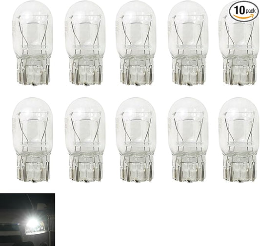 10 PCS Car T20 1891/7443 Brake Bulb, Waterproof Lamp Housing Double Filament Bulb, Miniature Light Reverse, Parking, Tail Light, Plug and Play, Replacement for Cars, Trucks, SUVs (White)