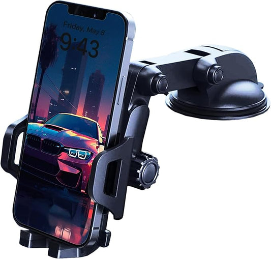 Esoulk 360° Rotating Windshield & Dashboard Car Phone Holder – Strong Suction Cup, Adjustable Long Arm, Secure Grip, Compatible with iPhone, Samsung, Android, GPS – Stable, Durable & Easy to Install