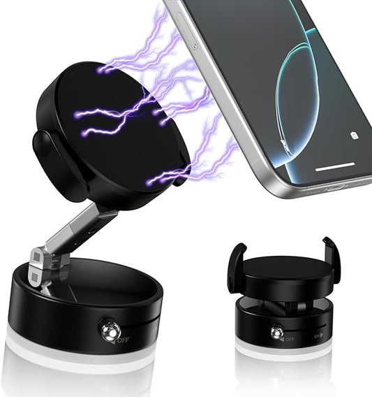 Car Phone Holder，2-in-1 Clip & Magnetic Phone Holder for Car [2800gf Super Magnet + Secure Clamp], 360°Adjustable Phone Mount for Dashboard/Desk/Gym Mount, Compatible with iPhone & Android (Black)