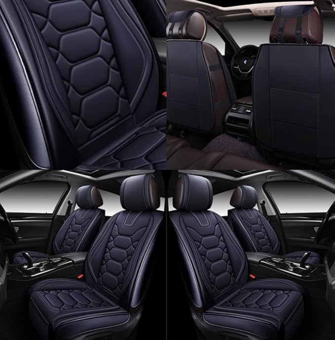 OASIS AUTO Custom Fit Seat Covers for Forester/Outback/Legacy/Impreza/Crosstrek 2010-2025, Waterproof Durable Faux Leather Seat Protector Cushion (Front Pair, Black)