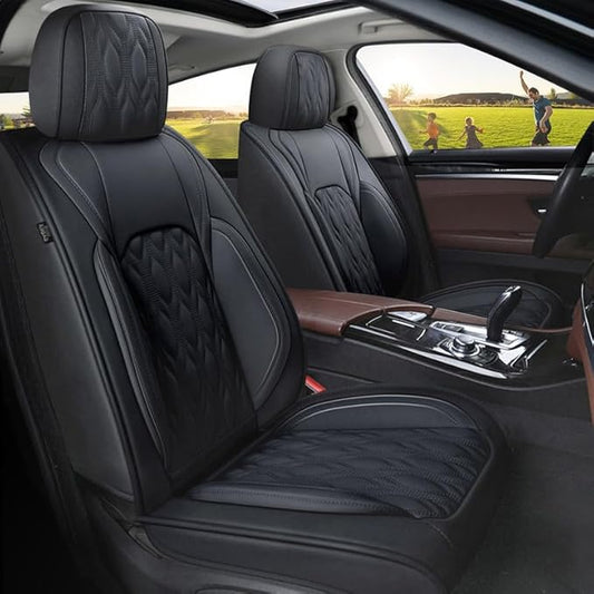 Seat Covers Full Set Fit for Nissan Frontier 2009-2023 2024 2025 Leather Seat Covers for Car - Automotive Seat Protectors Cushion Waterproof (5 Seats,Black)
