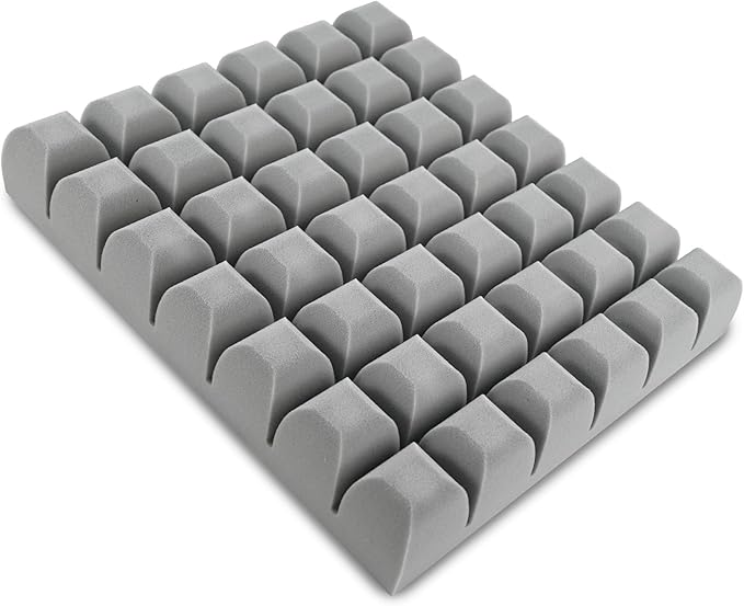 Waffle Seat Cushion Foam Pad – Relieves Back, Sciatica, Tailbone & Hip Pressure for Long Sitting – Ideal for Office Chair, Wheelchair, Recliner, Car Seat – 18x16x3 Inch, Gray