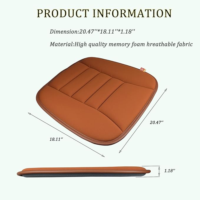 Car Seat Cushion Pad for Driving Seat Cushions for Office Chairs/Truck Memory Foam Seat Cushion Comfortable and Durable,Coffee