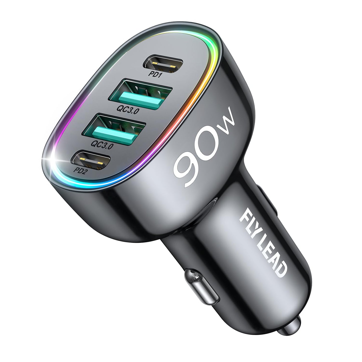 Car Charger USB C 90W 4-Port Car Phone Charger Compatible with iPhone 16/15/14/13/12 Pro Max Plus [A Must for Family Travel] Super Fast Charging Cigarette Lighter Adapter Port