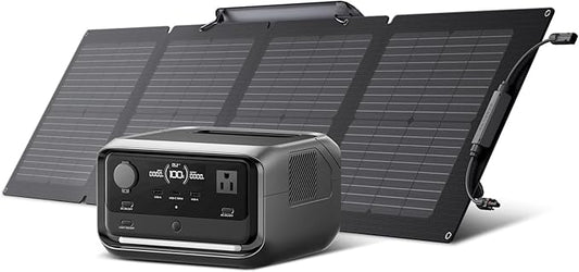 EF ECOFLOW Solar Generator RIVER 3 Plus with 110W Solar Panel, 286Wh Portable Power Station LiFePO4 Battery, 3 Up to 1200W AC Outlets, <10 MS UPS, Expandable to 858Wh, <30 dB Quiet, 1Hr Fast AC Charge
