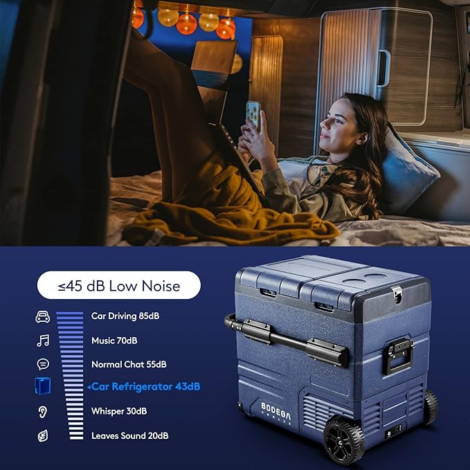 BODEGACOOLER 12 Volt Car Refrigerator,59 Quart (55L)12v Portable refrigerator,Car Fridge Freezer, -4℉-68 Car Cooler 12/24V DC and 100-240V AC for RV, Camping,Travel,Dual Zone With APP Control(2 Doors)