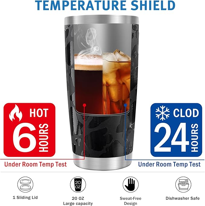 WETOWETO 20oz Tumbler with 2 lids and 2 straws, Stainless Steel Vacuum Insulated Water Coffee Tumbler Cup, Double Wall Powder Coated Spill-Proof Travel Mug Thermal Cup (Black Leopard, 1 Pack)