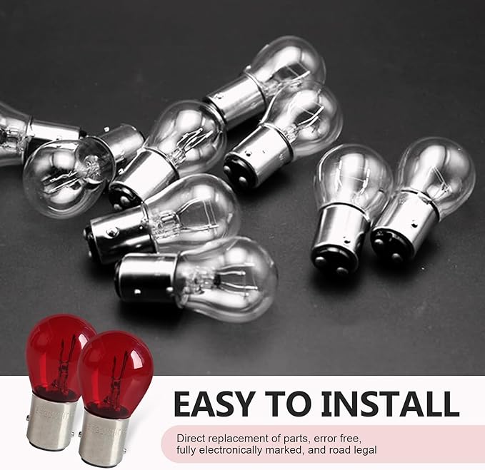 10PCS 1157 Light Bulb, Double Tail High and Low Brake Light Bulb, P21/5W S25 2057 2357 7528 BAY15D Bulbs, Universal Halogen Turn Signal Parking Lights (Red)