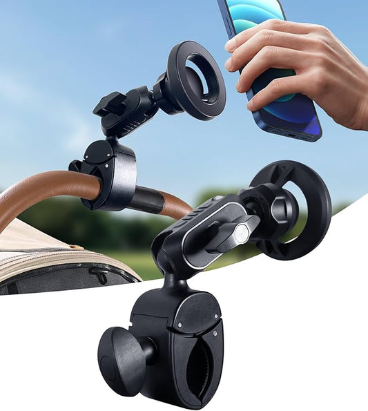 【Gooseneck Extension, Multi Angle】Magnetic Phone Mount Holder for MagSafe, One-Hand Operation, Best Accessory for Baby Stroller, iPhone 16, Gym, Treadmill, Shopping Cart, Exercise Bikes, Hand Bars