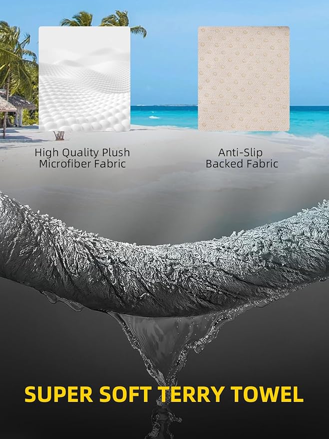 ZIMABLUE Terry Cloth seat Cover Universal Waterproof Car Sport Towel Seat Cushion Non-Slip Sweat-Absorbent Towel Cloth Suitable for All Seasons Waterproof Beach Seat Cover Washable-Grey