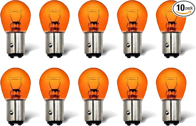 1157 Amber Light Bulb 10 Pack,S25 Automotive Brake Light Turn 1157A Miniature Bulb Mini Bulb Taillight Turn Signal Light,Replacement for Cars,Trucks,SUVs