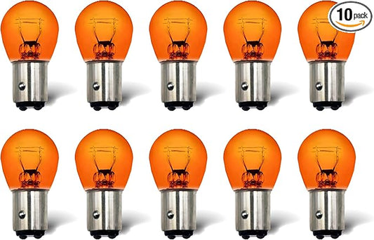 1157 Amber Light Bulb 10 Pack,S25 Automotive Brake Light Turn 1157A Miniature Bulb Mini Bulb Taillight Turn Signal Light,Replacement for Cars,Trucks,SUVs