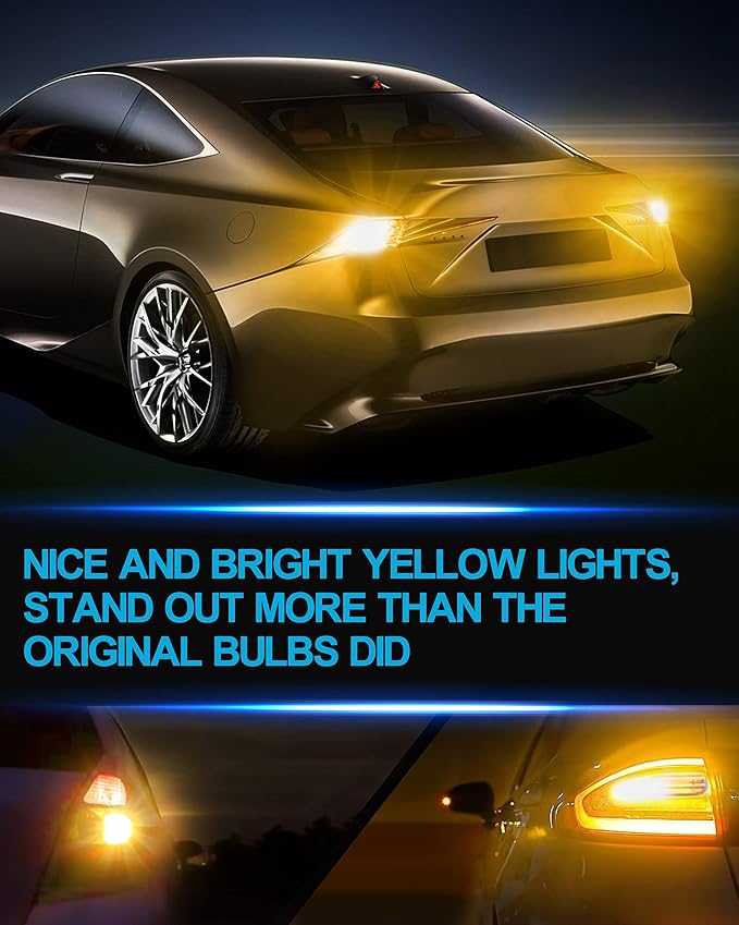 Yorkim 1157 LED Bulb Amber, 1157 led turn signal bulb, 2357 led bulb 2057 7528 BAY15D Replacement for Turn Signal Blinker Lights Side Marker Lights, Amber Yellow, pack of 2