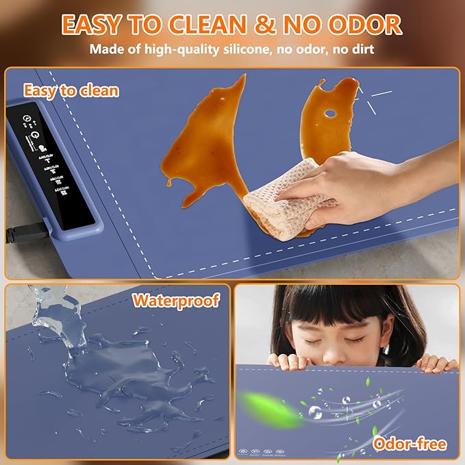 Warming Mat for Food, Electric Warming Tray, Fast Full Surface Graphene Electric Warming Tray, Extra Large Roll Up Silicone Food Warming Mat, Perfect for Gatherings, Parties &Everyday Use(Blue)