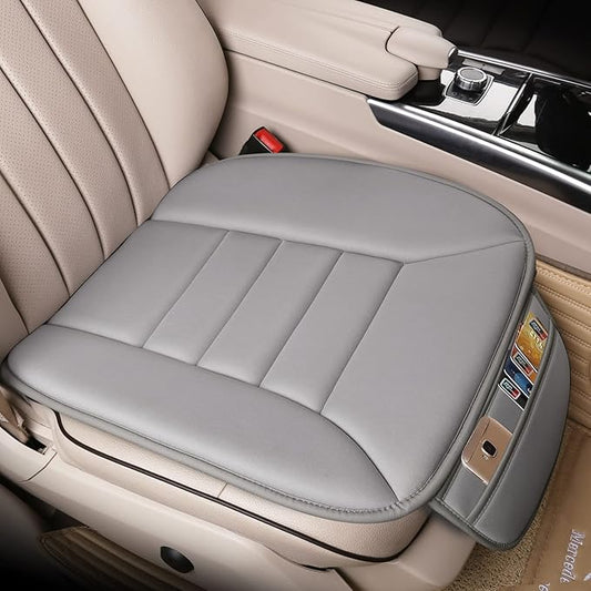 Premium Car Seat Cushion, Driver Seat Cushion with Comfort Memory Foam & Non-Slip Rubber Bottom, Car Seat Pad Works with 95% of Vehicles and Office Chair or Home (Gray)