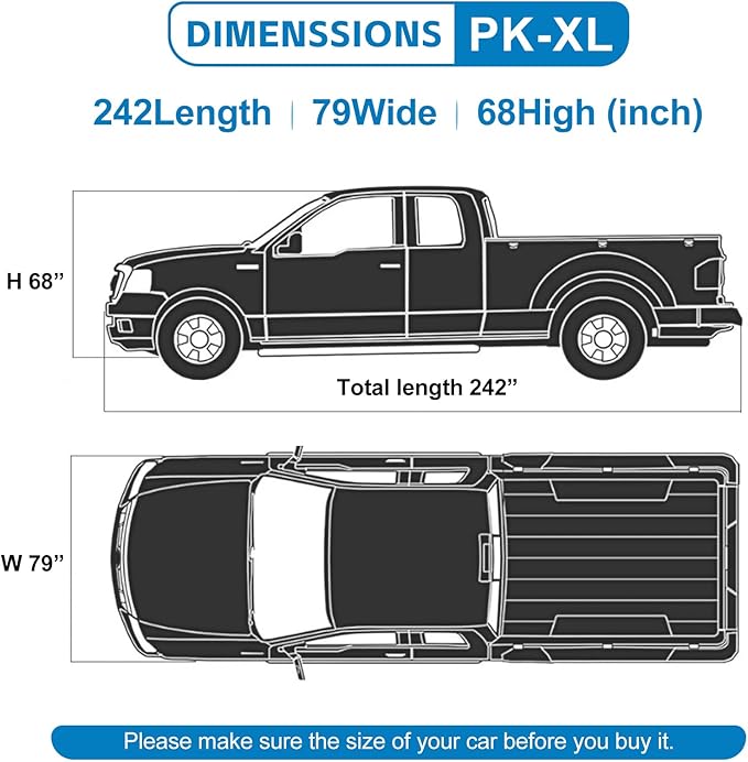 10 Layers Truck Cover Waterproof All Weather. Pickup Truck Cover Rain Snow UV Dust Protection. Length: 230-242 inches, Universal Fit for Ford F150 Chevy Silverado Dodge Ram 1500.