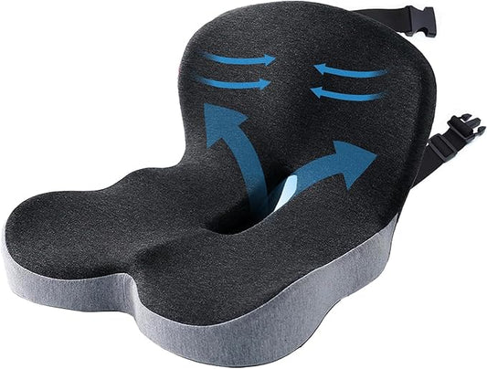 Truck seat Cushion,Memory Foam Seat Cushion for Truck Drivers with Adjustable Strap Ergonomic Car Seat Cushions for Driving, Lumbar Support & Sciatica Relief for Driving Long