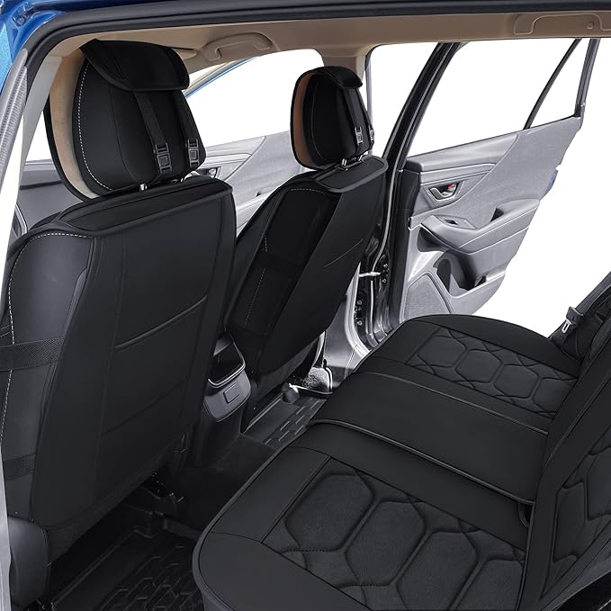 OASIS AUTO Custom Fit Seat Covers for Forester/Outback/Legacy/Impreza/Crosstrek 2010-2025, Waterproof Durable Faux Leather Seat Protector Cushion (Front Pair, Black)