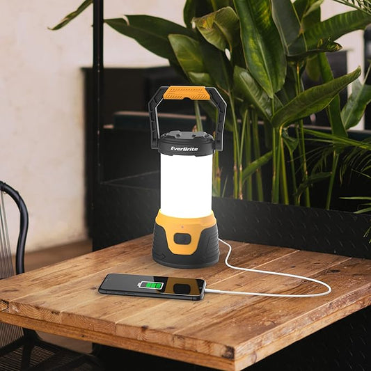 EverBrite Rechargeable LED Camping Lantern with Power Bank Function, 1000 Lumens Camping Lights, 5 Lighting Modes, Ideal for Power Outages, Emergencies, Hurricane, Home and More