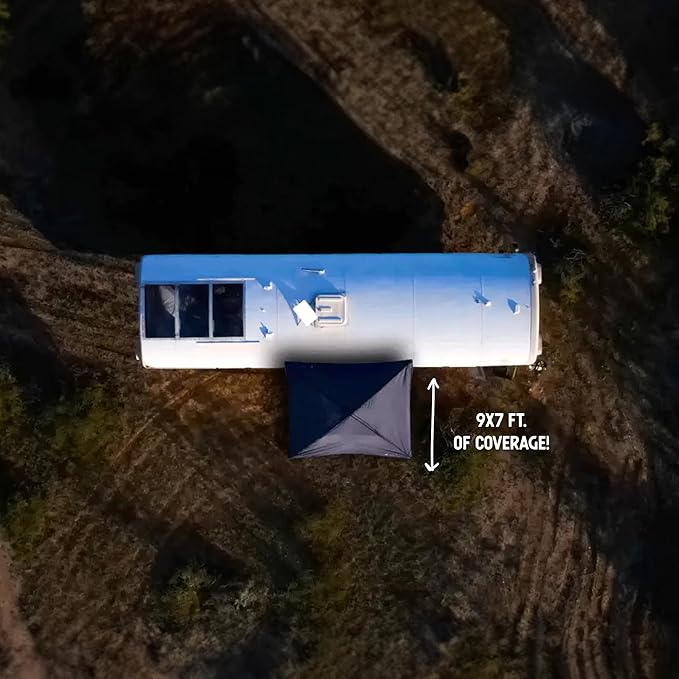 MoonShade Portable Vehicle Awning, Large 9' x 7' Shade Coverage, Lightweight Durable Car Canopy Suitable for Trucks SUVs Vans Campers and More (Shadow Blue)