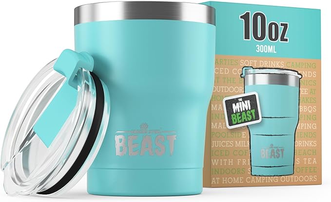 Beast 10 oz Tumbler Stainless Steel Vacuum Insulated Coffee Ice Cup Double Wall Travel Flask (Aquamarine Blue)