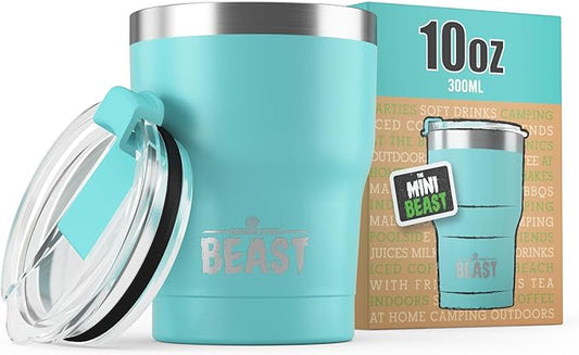 Beast 10 oz Tumbler Stainless Steel Vacuum Insulated Coffee Ice Cup Double Wall Travel Flask (Aquamarine Blue)