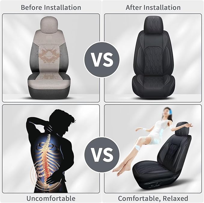 2 Front Car Seat Cover Fit for Nissan Frontier 2009-2023 2024 2025, Faux Leather for Frontier Seat Covers Waterproof Auto Seat Cushion Protector Compatible Airbag (2 Seats,Black)