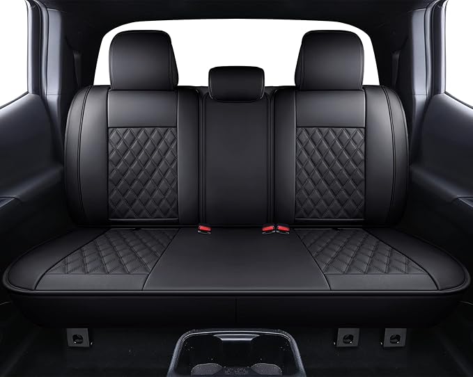 Aierxuan Toyota Tacoma Car Seat Covers Custom Fit 2005-2025 TRD Off-Road Overlanding Concept SR5 Double Cab Pickup Truck Waterproof Leather Full Seat Cushions Full Set Black