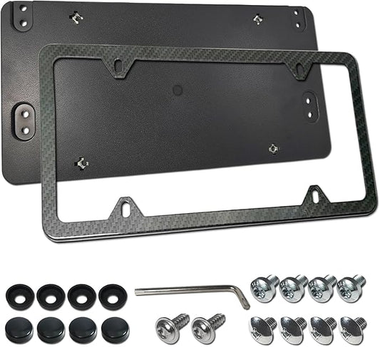 Rear License Plate Bracket Holder for Mercedes-Benz 2007-2023, Bumper Tailgate Trunk Car Tag Mounting Kit with Carbon Fiber Frame, Replaces: 1698170211, A0008101711