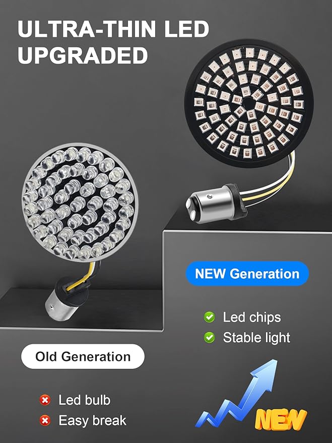 1157 1156 LED Turn Signals, 2" Bullet Led Lights Front Rear Blinker with 4 Dark Smoked Lenses Compatible for Harley Davidson Street Glide Road Glide Sportster Iron 883