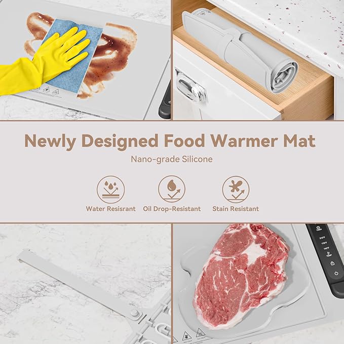Warming Trays for Buffets Party - Warming Mat for Food - Food Warmer Mat Silicone Heating Mat for Food Heating Trays to Keep Food Warm at Party Electric Warming Tray