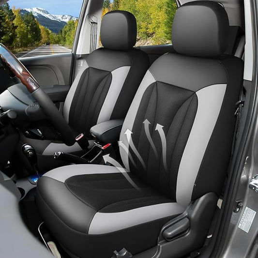 GIANT PANDA Fit Kia Sportage Forte Telluride Sorento Seltos Soul K5 NIRO Carnival Front Car Seat Cover, 3D Air Mesh Breathable Seat Protector, Grey+Black(2-Pack)