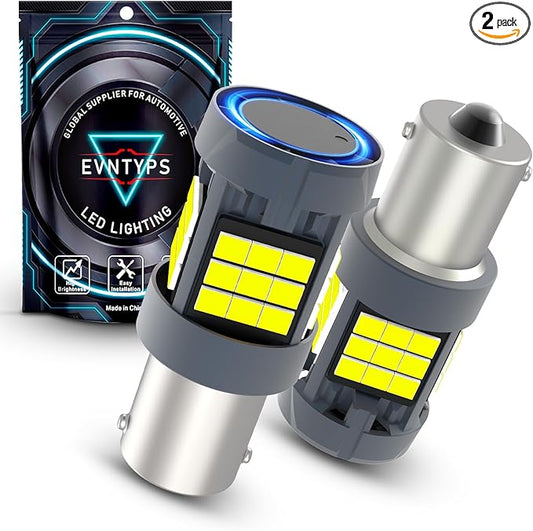 1156 LED Bulb With Built in Resistor for Backup Reverse Light 800% Super Bright,6000K Xenon White 7506 BA15S P21W LED Bulb for Tail Lights Back Up Lights CANBUS Error Free (2pcs)
