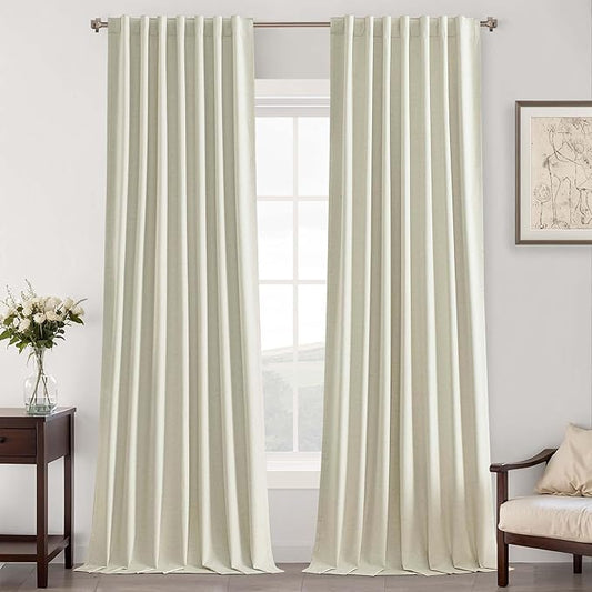 UHITECH Natural Beige Blackout Curtains 102 Inches Long 2 Panels Set Curtain for Bedroom 100% Black Out for Living Room Darkening Drapes Neutral Thermal Insulated