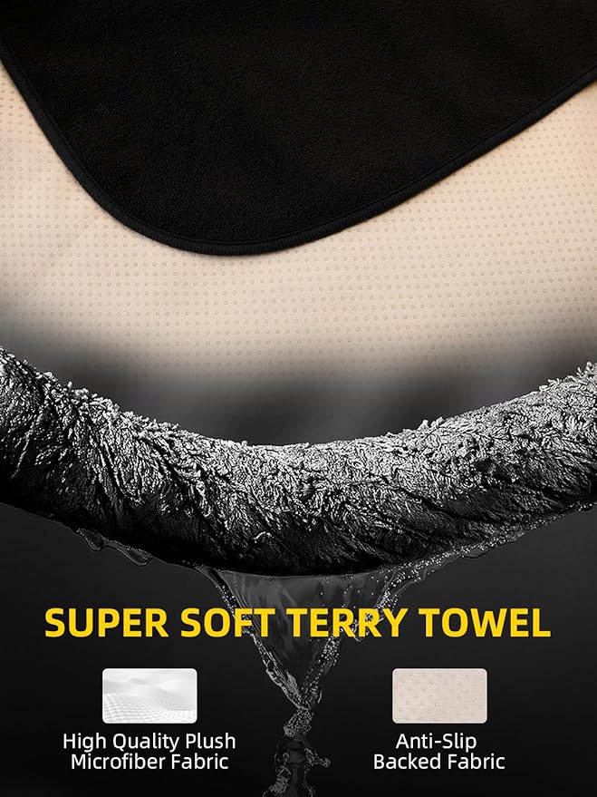 ZIMABLUE Terry Cloth Back Seat Cover Black Universal Waterproof Car Sport Towel Seat Cushion Non-Slip Sweat-Absorbent Towel Cloth Suitable for All Seasons Waterproof Beach Seat Cover Washable